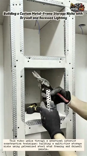 Building a Custom Metal-Frame Storage Niche with Drywall and Recessed Lighting