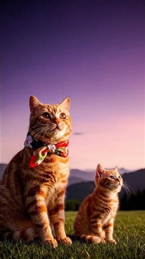 Mama Cat & Kitten Watch Their First Sunrise Together 🌅 #cat #shorts #funny