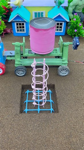 😱 Amazing Mini Tractor Making Cement Pillar | DIY Real Working Construction Machine 🚜 #shorts