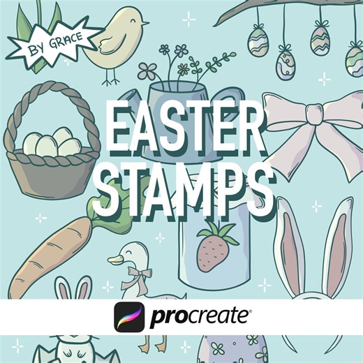 20 Easter Stamps, Procreate Spring Stamps, Procreate Brush Set, Procreate Stamp Pack, Holiday Sketch Stamps - Etsy