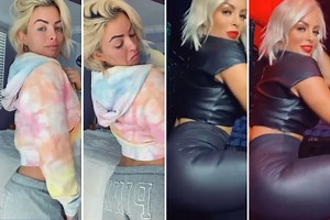Mandy Rose twerks in tight black leather for Tik Tok's Buss It challenge