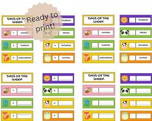 Digital Animals Days of the Week Labels, Instant PDF Download, Editable Classroom Decor, Bright Colored Animals Inspired Label Kit, DIY Kit - Etsy