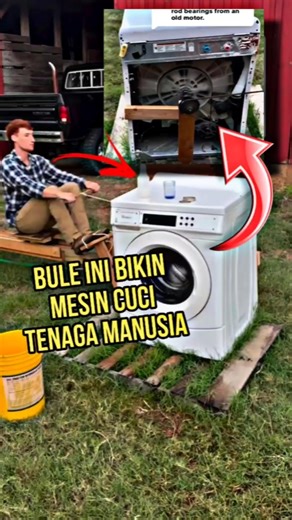 Bule ini Bikin Mesin Cuci Tenaga manusia ⁉️😱😲🤔 human powered washing machine