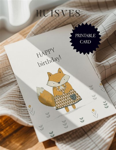Cute Birthday Card | Printable Happy Birthday Foldable Card | Digital Download | DIY Greeting Card - Etsy