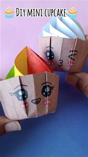 How to make Cute Paper Cupcakes! 🧁🌈 #Art #DIY#Shorts #PaperCraft #papercupcake