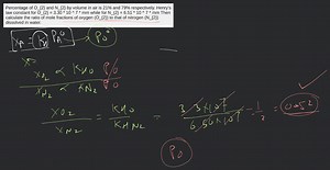 Percentage of O_{2} and N_{2} by volume in air is 21% and 79% r... | Filo