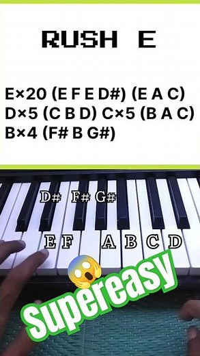 😱How to play RUSH E !!! 🤗 super easy 🎹piano tutorial #easy #ytshorts