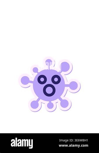 jumping motion animation of shocked virus sticker Stock Video Footage - Alamy