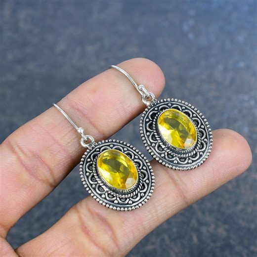 Citrine Earring Handmade Boho Jewelry 925 Sterling Silver Earrings Gemstone Earring Beautiful Citrine Jewelry Engagement Gift for Her - Etsy