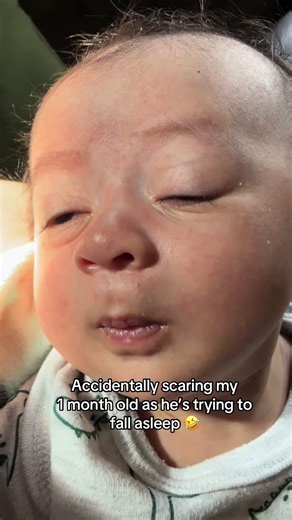 I could not hold my laugh 😆 #jumpscare #newborn #baby #sleepy #laugh | scaring baby by accident