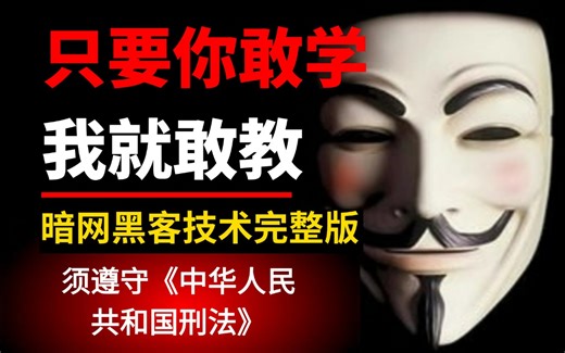 刑上加刑的暗网黑客技术教程，手把手带你从入门到入狱！从零基础入门开始学习网络安全/渗透测试/信息安全技术