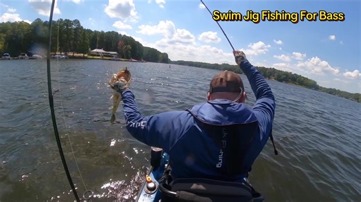 Lake Gaston Bass Virginia Bass Fishing - Caught on a 3/16 Green Pumpkin Midwest Finesse Swim Jig on Double Tail Grub Trailer #bassfishing #fishing #swimjig #oldtownkayaks #bassvideos @oldtown_watercraft @zmanfishingproducts @yakattack.us @yamamotobaits