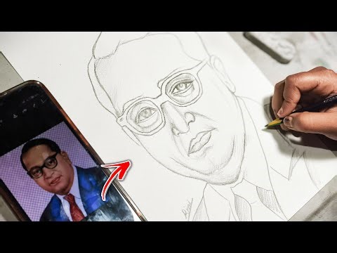 How To Draw Dr. Br Ambedkar, Dr. Br Ambedkar Drawing, Outline Tutorial, Step By Step