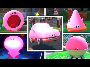 Kirby And The Forgotten Land - All Mouthful Mode Transformations + Death Animations