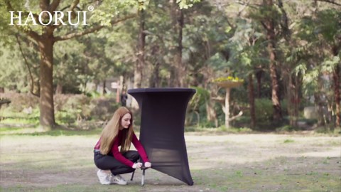 HAORUI Spandex Cocktail Table Covers, 2 Pack Fitted Round Highboy Stretch Table Cloths for Party, Bar, Wedding, Birthday, Banquet (Pink, Fit for 30-32" Diameter x 42" Height Tables)