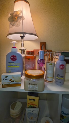 All vanilla shower routine for my niece Gracie Belle! I love you! @Dove Beauty & Personal Care @Tree Hut @eos Products