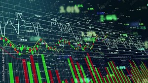Background of K-line time-sharing curve of financial big data stock market