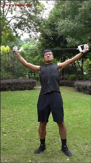 Chest Expander Exercise 1：Raising Two Arm Chest Expanders #chestexercise