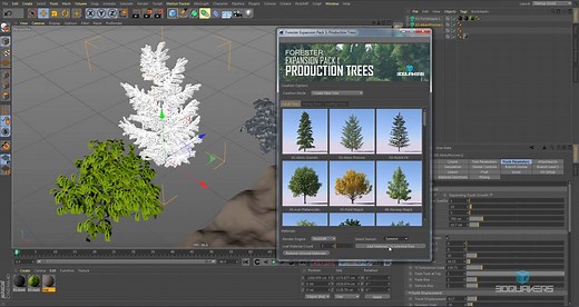 Forester C4D森林岩石植物树木花草生长动画插件使用教程