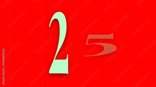 Colorful digital countdown timer from thirty on a red background for cinema and movie openings