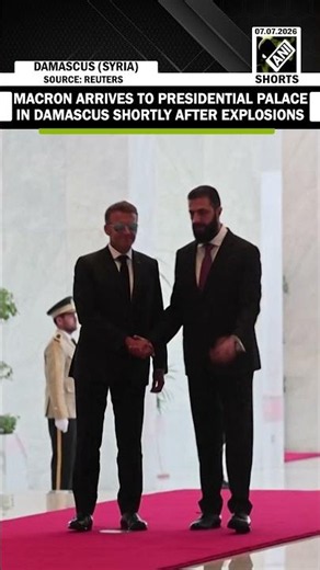 Watch! French President Macron arrives to presidential palace in Damascus shortly after explosions