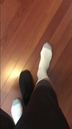 Taking off Nike triple black Rosche with Crew White Nike Socks.