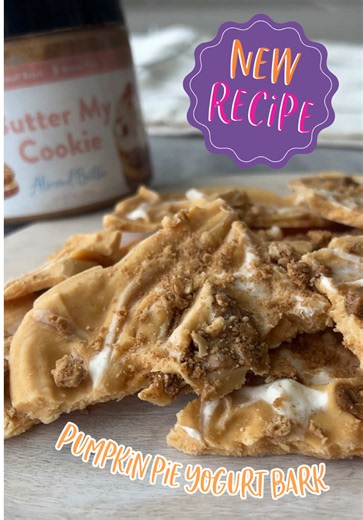 Pumpkin pie, but make it cold, crunchy protein-packed. 🎃🤎 This Pumpkin Pie Yogurt Bark has all the cozy fall flavor with creamy pumpkin yogurt, swirls of Butter My Cookie Almond Butter, whipped cream and a graham cracker crunch. Basically, pumpkin pie just got a freezer makeover. 😍 Save this one for when the fall sweet tooth hits! 🍂 Pumpkin Pie Yogurt Bark 🎃 Ingredients: • 1/2 cup vanilla Greek yogurt • 2 tbsp pumpkin puree • 1 tsp maple syrup • 2 tbsp vanilla or pumpkin protein powder • 2 