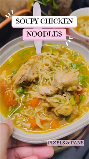 Chicken Soupy Noodles Recipe 🍜 | Easy One-Pot Comfort Meal for Rainy Days #shorts