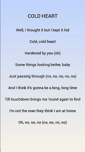 Cold heart #lyrics