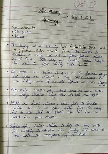 class 12 English (The Enemy) [summary notes ]📚🖋