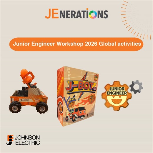 Johnson Electric on Instagram: "Junior Engineer Workshop: Designed by Inspiration, Built for the Future In December, our global JEnerations Workshops brought hands on STEM learning to more than 700 children across Johnson Electric sites worldwide. A highlight of this year’s program was the newly re imagined JBot, featuring a fun ball shooting mechanism powered by JE motors and actuators. The upgrade — designed by JE engineer Sunny Zhao — gave children an exciting way to experience motion technol