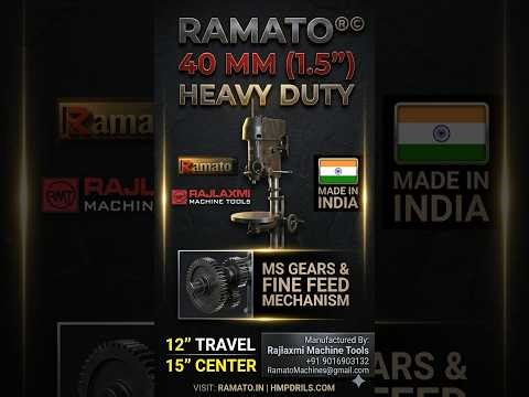 Ramato 40mm (1.5") Pillar Drilling & Tapping Machine | 12" Travel 15" Center | HeavyDuty Bench Drill