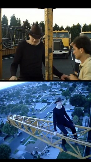 Billy Corgan sitting atop a 150 ft crane for the “Perfect” music video | The Smashing Pumpkins