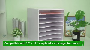 Krafetto Scrapbook Paper Storage Organizer Rack for Holding 12 x 12 Paper Storage Pouch, 8 Large Slots Desktop Papers Organizer Holder, File Sorter for Home Office School
