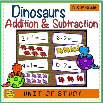 Dinosaurs Addition & Subtraction 0-10 Number Sentence Match