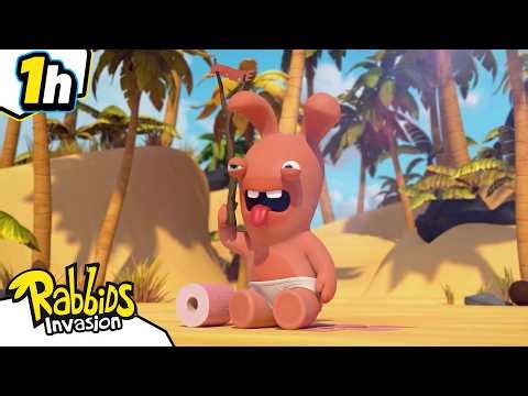 Can Rabbids Survive on a Deserted Island? 🤣🏝️ Rabbids Invasion 🐰 Full Episodes | Kids Cartoons