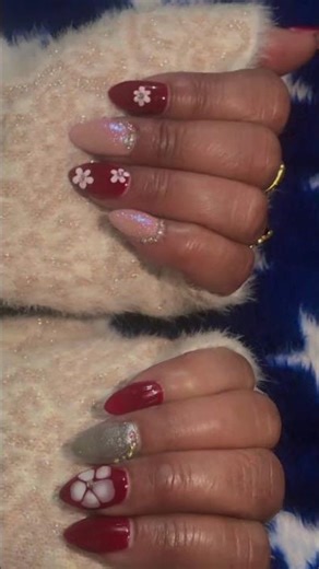 acrylic nails with flower and stone nail art || nail design