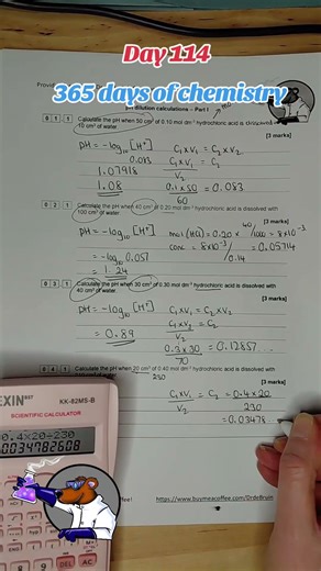 Day 114 - 366 days of Chemistry - pH calculations #stem #science