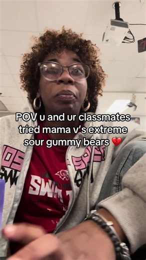Enjoying Mama V's Extreme Sour Gummy Bears with Friends