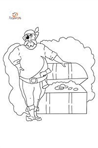 Online Coloring Page - A Pirate has Found a Treasure