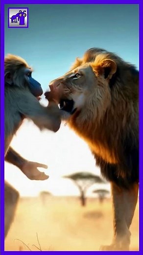 lion and monkey fight #funny #chucklecentral #animals #memes #cute