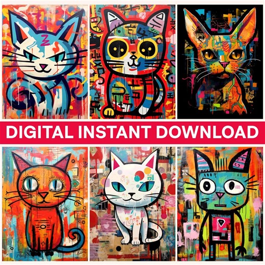 Colorful Cat Png Bundle, Cartoon Cat Art, Cute Kitten, Cat Lover Gift, Cat Wall Art, Digital Download - Etsy Australia