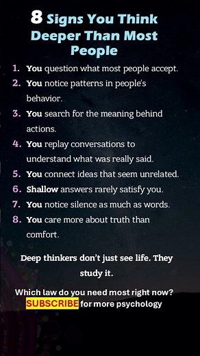 8 Signs of a Deep Thinking Mind #psychology #deepthinker #highintelligence #humanbehavior