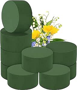 9 Packs Round Floral Foam Blocks Green Wet Dry Flower Foam Bricks 3.15 Inch DIY Flower Arrangement Supplies Kit Florist Block for Aisle Flowers Wedding Party Decorations