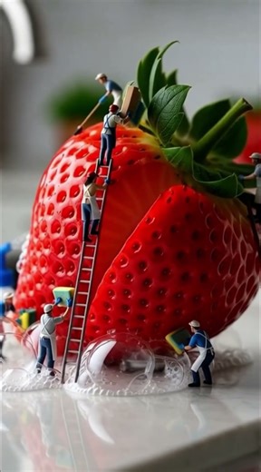 You Won’t Believe How Tiny People Move This Giant Strawberry! #viralshorts