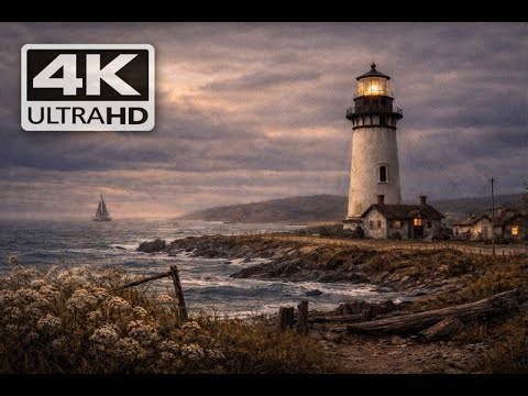 Lighthouse by the Ocean 🌊 4K UHD | Ambient TV Screensaver 10 Hours