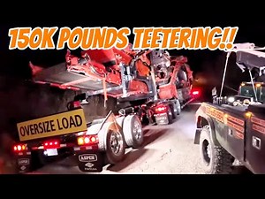 150k POUND OVERSIZE LOAD ABOUT TO TURN OVER! He was stuck on a downhill switchback!!