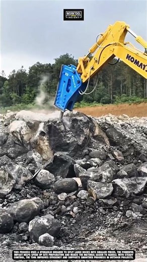 Breaking rocks on site using Work Tool Hydraulic Breaker #tool #worktool