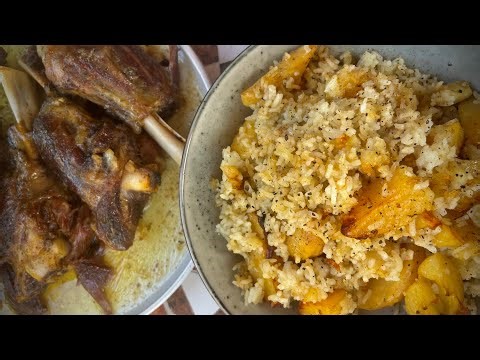 Αρνίσια Ποδαράκια🍗με Ρύζι🍚και Πατάτες στον Φούρνο#lambrecipe#roastlamb#roast#food