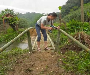 5.9K views · 292 reactions | Building Bamboo Bridge Over Stream, Build Farm Gate, BUILD LOG CABIN, Farming Life | Mother Life | Facebook